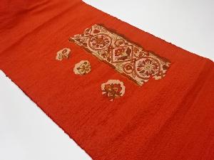 リサイクル　手織り紬草花模様織出し名古屋帯